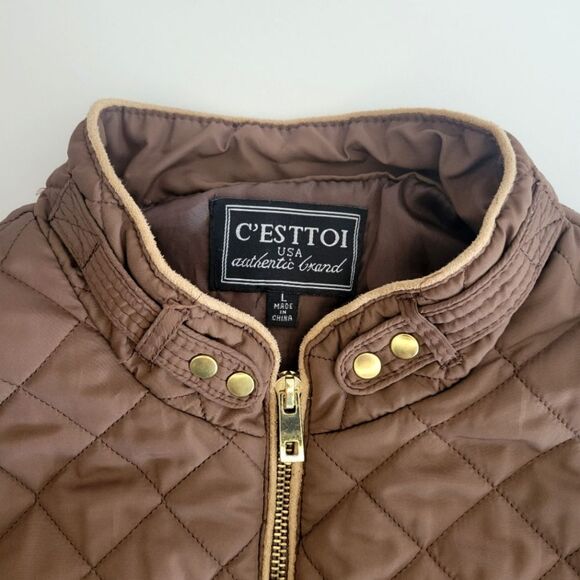C'ESTTOI Vest Brown/Gold Sz L - Picture 3 of 4